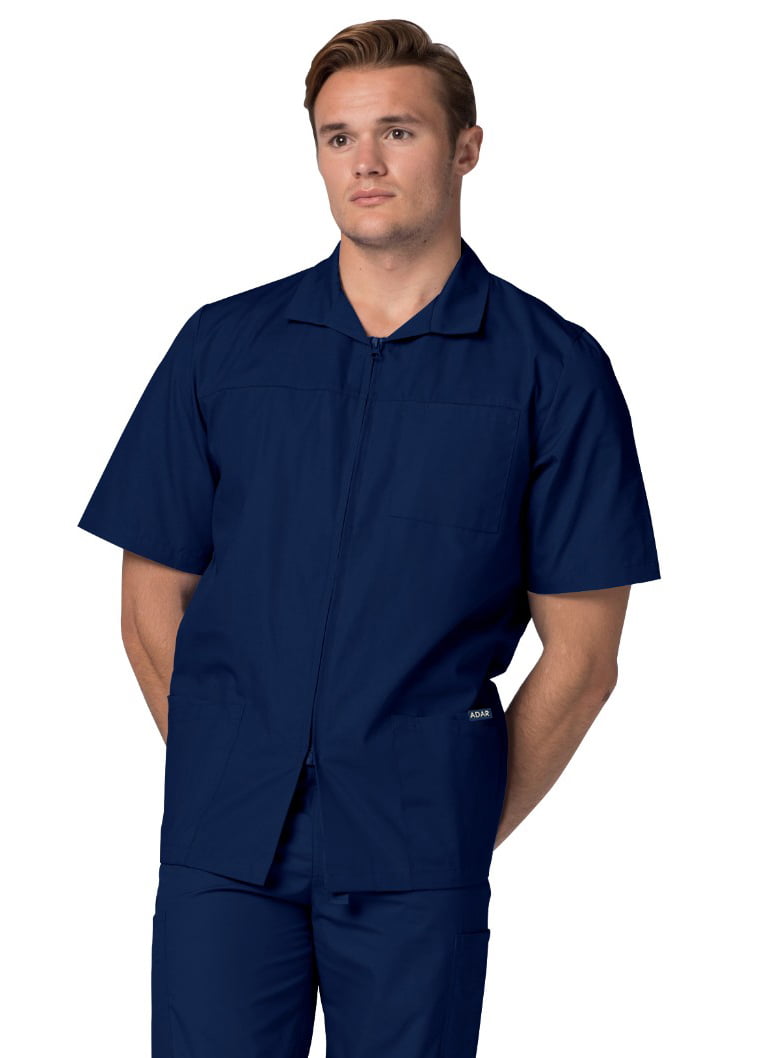 Zippered Short Sleeved Scrub Jacket Adar Universal Scrubs for Men