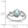thumbnail image 2 of 925 Sterling Silver Rhodium Plated Diamond and Aquamarine Oval Ring Size 6, 2 of 6