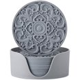 thumbnail image 1 of wonima44 Colinda Silicone Coasters - Set of 6 with Holder, Non-Slip Cup Mats for Hot and Cold Drinks, Decorative Designs, Gift Ready Packaging, Cool Grey, 1 of 1