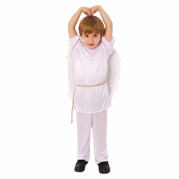 YOUYEDIAN Boys Angel Outfits Kids - 3 Piece Top Pants Set Outfit For School Performance Wedding Flower Girl Party (White, M)