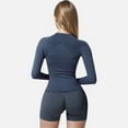 thumbnail image 5 of Women's Long Sleeve Fitted Crew Neck Top with Thumbhole Cuffs and Seam Detailing - X Large, Navy, 5 of 7