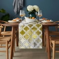 thumbnail image 2 of Yellow Morocco Table Runner - 60 Inch Long, Kitchen Dining Table Runner Dresser Scarves, Retro Grey Foil Painting Grunge Tribal Farmhouse Decor for Coffee Tables Wedding Party Banquet, 2 of 8