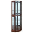 thumbnail image 6 of BELLEZE Ashfield Lighted Wood/Glass Curio Corner Cabinet Floor Standing, Walnut, 6 of 6