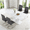 Table+4 Gray Chairs, variant on StnTalk Modern Dining Table Set for 6, Faux Marble Dining Room Table Set with 6 Light Gray PU Leather Cantilever Dining Chairs, Rectangular Kitchen Table Set for 6