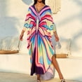 thumbnail image 5 of WULMLEO Kaftan Dresses for Women V Neck Batwing Sleeve Moomoo Nightgowns for Swimwear Plus Size Colorful Dresses Hot Pink One Size, 5 of 6