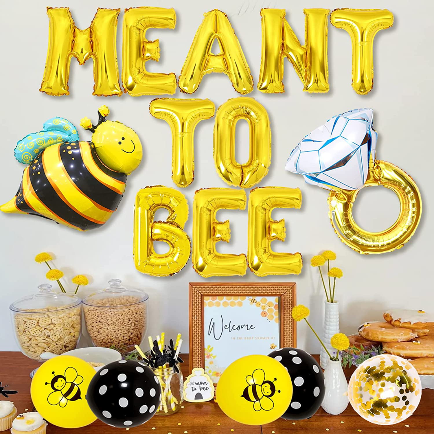 Bee Theme Bridal Shower Decorations “Meant to Bee” Bridal Shower Supplies  Girl Women Bride to Bee, Meant to Bee Bachelorette Decorations with Bee  Shaped Diamond Ring Balloons Bridal Shower Party Decor 