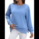 thumbnail image 2 of Sudadera Informal de Cuello Redondo para Mujer, Holgada, Suave y de Larga. Azul XXL, 2 of 10