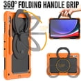 thumbnail image 3 of Case for Samsung Galaxy Tab S10 Ultra 2024/ S9 Ultra/ S8 Ultra 14.6 inch, 360 Rotating Stand Handle Pencil Holder Shoulder Strap Heavy Duty Shockproof Cover, Orange, 3 of 7