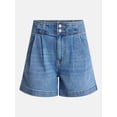 thumbnail image 6 of Time and Tru Women's High Rise Pleated Denim Shorts, 4.5" Inseam, Sizes 0-20, 6 of 6