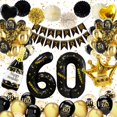 thumbnail image 2 of SPECOOL 60th Black Gold and Black Birthday Decorations for Men Women, Happy Birthday Banner, Tissue Flowers, Metallic Black Gold Birthday Party Balloons for 60 Years Old Happy Birthday Party, 2 of 7