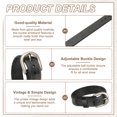 thumbnail image 3 of Uxcell 0.7" 1Set Leather Belt Bracelet for Men Women, Black/Khaki, 3 of 6