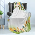 thumbnail image 4 of Harvest Soft Flannel Fleece Throw Blanket, Fall Nature Inspired Colorful Frame Fruits and Flowers Berries Swirl Leaves, Cozy Plush for Indoor and Outdoor Use, 50" x 60", Multicolor, by Ambesonne, 4 of 5