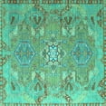 thumbnail image 1 of Ahgly Company Indoor Square Persian Turquoise Blue Traditional Area Rugs, 4' Square, 1 of 4