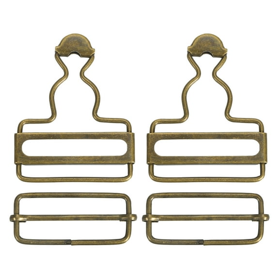 Overall Buckles 2 Sets Retro Suspender Replacement Buckles 40mm, Bronze Tone