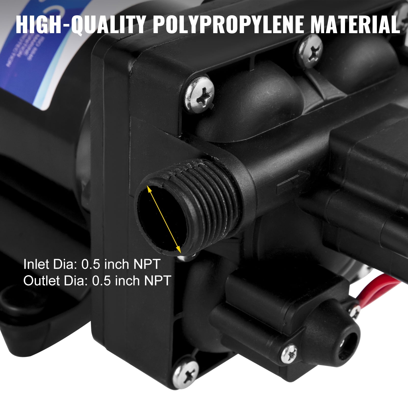 VEVOR 12V Pressure Water Pump, Self Priming Sprayer Pump with 3 GPM, 55 PSI Diaphragm Pump