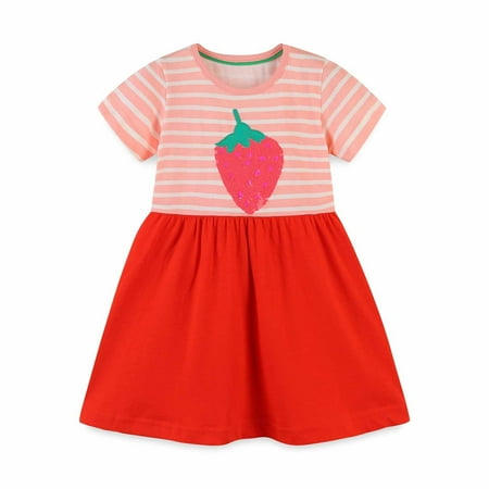 

Ausyst Summer Dresses Girls Dresses Toddler Baby Girls Summer Cartoon Printing Short Sleeve Cotton Round Neck Dress Clearance