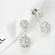 thumbnail image 5 of Pendientes de diamantes para mujer, con forma de estrella y doble bola, con cierre de cristal de doble cara, parte delantera y trasera, en plata., 5 of 5