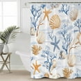 thumbnail image 2 of 72x78 Inch Shower Curtain Coastal Ocean Bathroom Decor Waterproof Fabric Bathtub Bath Curtains Decorative Coral Starfish Shell Abstract Conch Blue Extra Long Shower Curtain Set with Hooks, 2 of 6