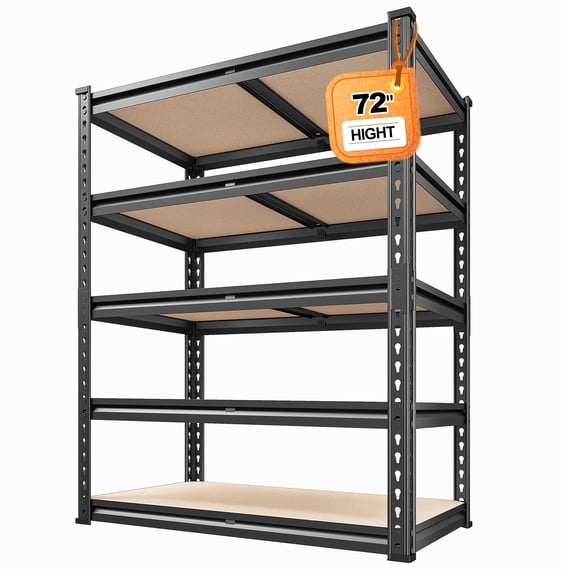39.5"W 5-Tier Storage Shelves Adjustable Metal Shelves Load 2500LBS Garage Shelves for Warehouse Pantry, 39.5"W x 19.8"D x 72"H, Black
