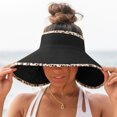 thumbnail image 6 of ZHENHONG Sun Hats for Women Summer Fashion Beach Holiday Sun Hat Floppy Straw Hat Casual Solid Color Headwear Black, 6 of 9