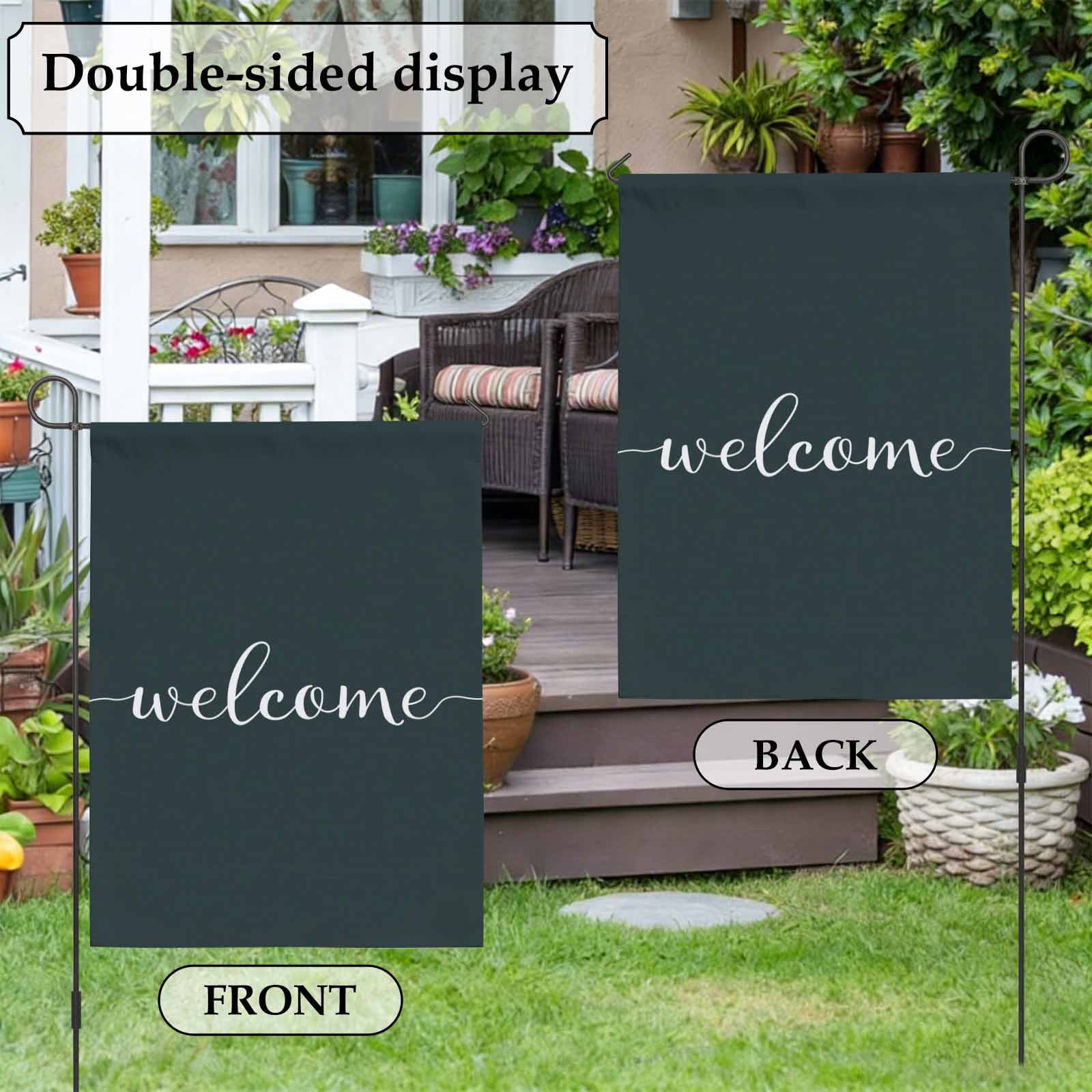 Vintage Theme House Flag 28 x 40 Inches, Welcome Simple Letter Print Weather Proof Outdoor Patio Flags Double Sided Small House Decoration for Yard Lawn Outside Home