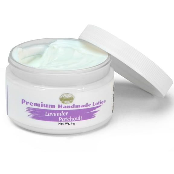 Lavender Patchouli Lotion in Jar - 4oz Premium Handmade Natural Moisturizing Skin Lotion, Moisturizer For Dry To Very Dry, Sensitive Skin, Deep Moisturizing Cream - Falls River Soap Company