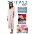 thumbnail image 3 of Casual Nights - Women's Jacquard Fleece Zip Front Robe, Duster For Ladies, 3/4 Sleeve Housecoat Duster with Pockets, 46 Inch Length, Pink X-Large, 3 of 4