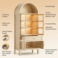 thumbnail image 4 of Cottinch 71" Arch Storage Cabinet with 4 Doors & Adjustable Shelves,Drawer,Wooden Bookshelf Cabinet,LED Lighted Display Cabinet,Wood, 4 of 10