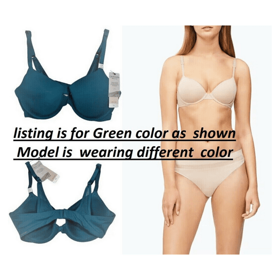Calvin Klein Women's Perfectly Fit Flex Lightly Lined Demi Bra, Green, 36 DD.