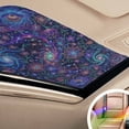 thumbnail image 6 of Lotus Flower Window Privacy Film, Retro Abstract Blue Purple Floral Leaf Stars Black Stained Glass Rainbow Film Decorative Window Clings, Static Cling Sun Blocking Stickers 23.6" x 59", 6 of 9