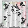 thumbnail image 1 of Whimsical Halloween Shower Curtain - Spooky Witch Hats, Bats, 1 of 5