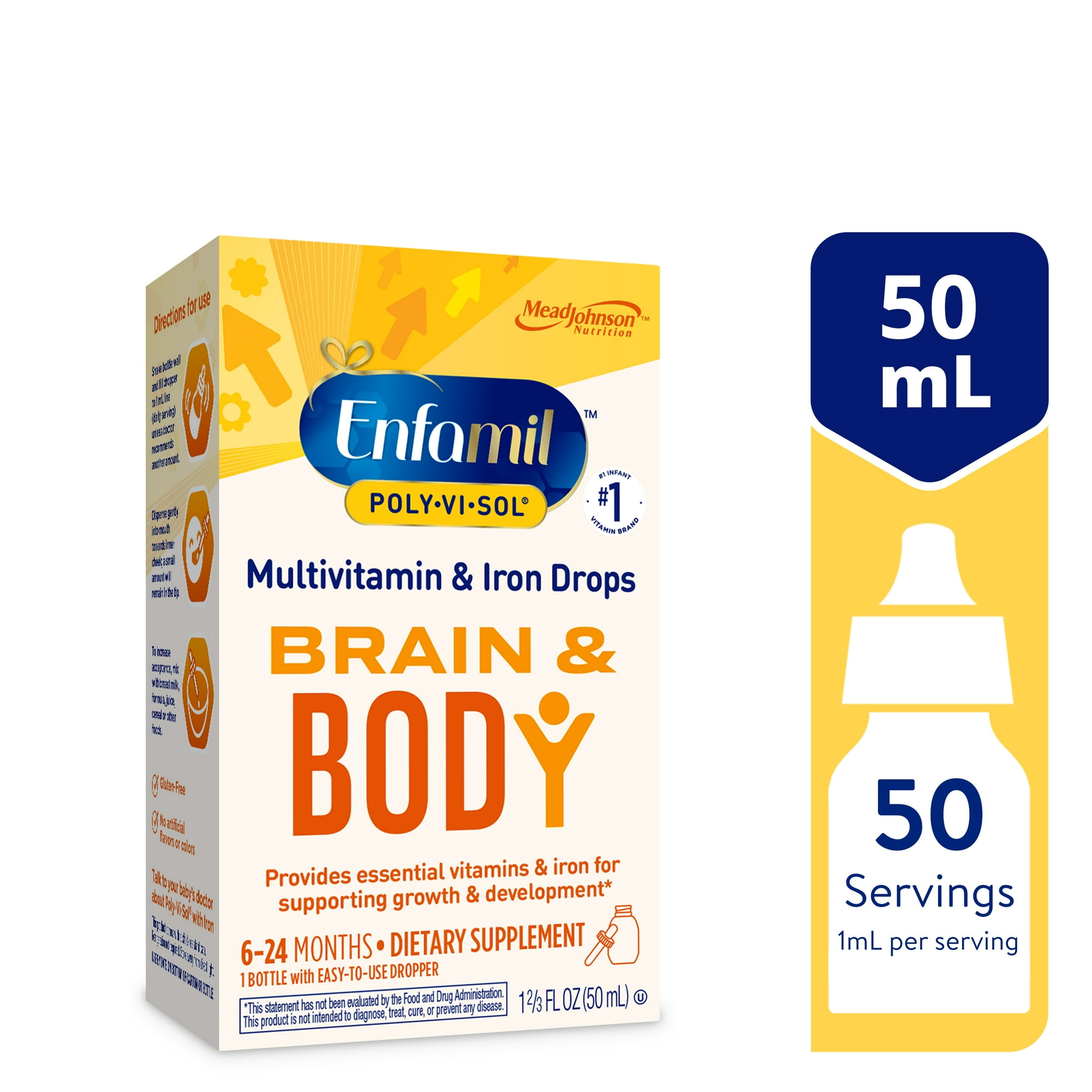 Enfamil Poly-Vi-Sol Liquid Multivitamin and Iron Supplement for Infants and Toddlers - 50 ml Dropper Bottle