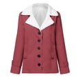 thumbnail image 4 of Usmixi Winter Fleece Coat for Women Plush Overcoat for Women Casual Solid Loose Button Down Lapel Outerwear Thickened Warm Long Sleeve Jacket Coat with Pocket Casual Fleece Coat, 4 of 4