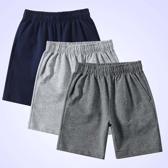 Kids Shorts Boys 5 Inch Casual Running Gym Breathable Elastic Waist Kids Activewear Black 3-4 Years