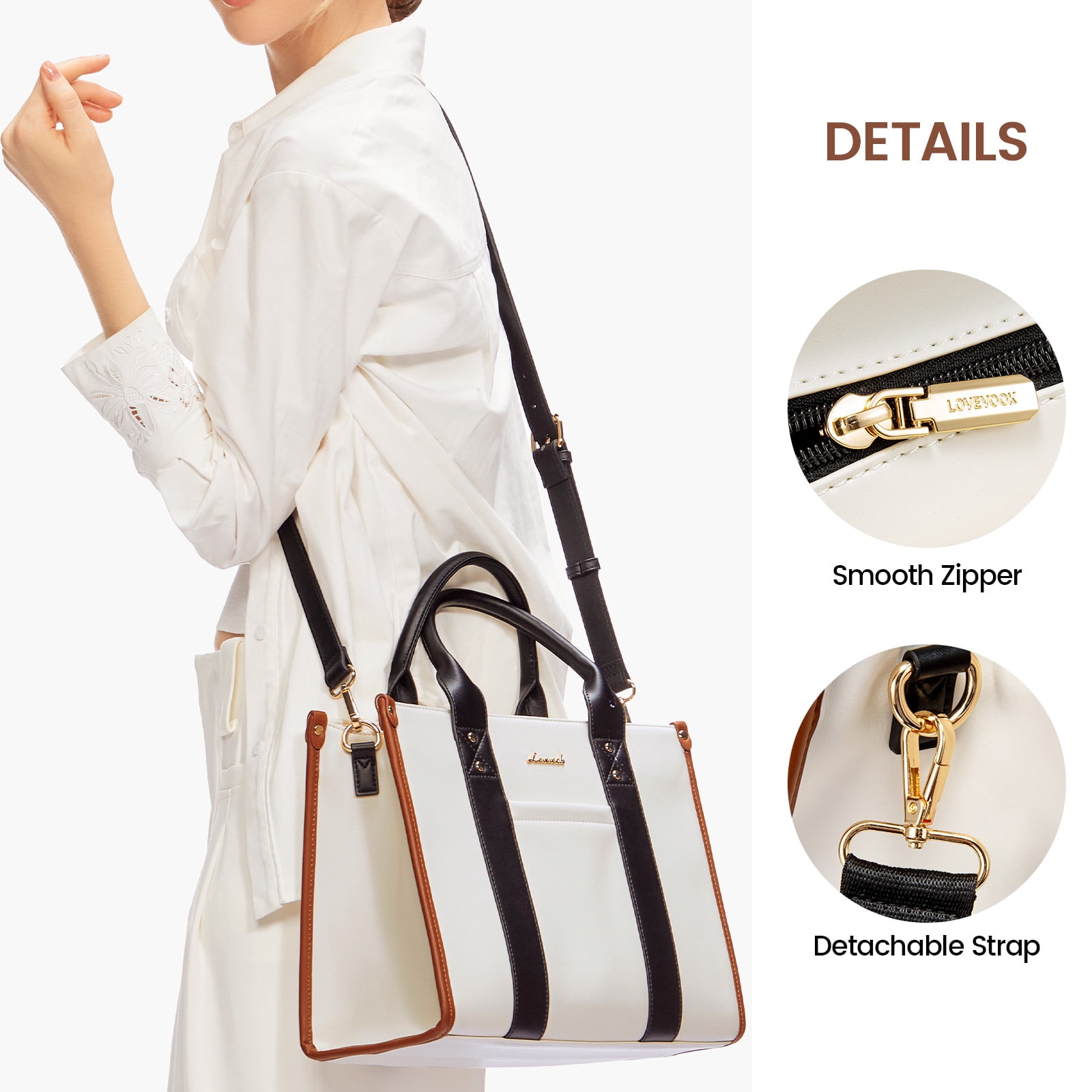 Lovevook Purse and Handbags,Vegan Leather Tote Bag for Women, Zipper Satchel Shoulder Bag Crossbody Bag for Daily