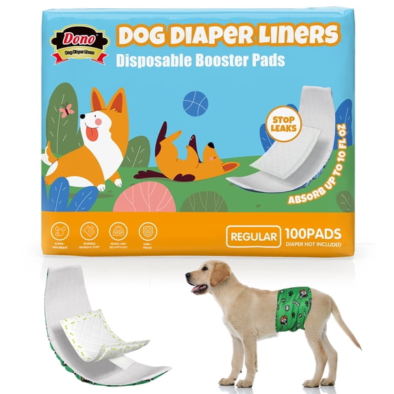 Dono Dog Unisex Diaper Liners, Super-Absorbent, Leak-Proof, Regular 100 Count