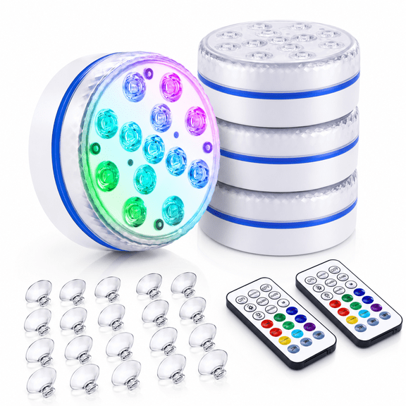 Submersible LED Pool Lights for Underground Pools Waterproof Underwater Lights with Remote Control,Outdoor Pool Decorative Pond Lights for Fountains Aquarium Vase Battery Powered 1 Pack