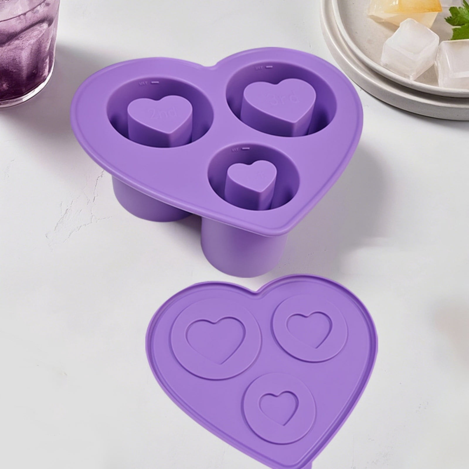 3 Grid Silicone Maker With Lid Hollow Cylinder Moulds Fashionable Insulated Water Cup Tray Trays with Lids for Cookies Big Ice Cubes for Ice for Freezer with States Ice Tray Silicone Ice 120 Cubes