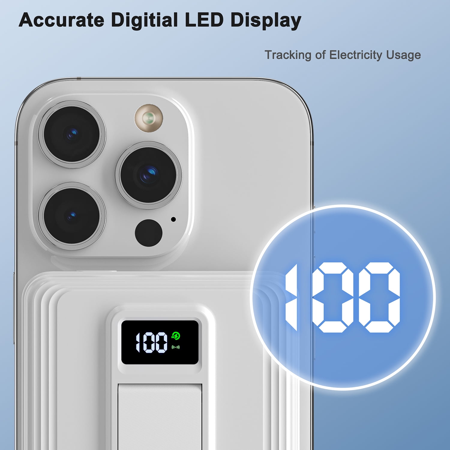 10000mAh Power Bank, 15W Wireless Magnetic Portable Charger & 22.5W PD USB-C, LCD for iPhone 15/16/14/13/12 Pro/Pro Max/Plus/Mini -PGYOB W01