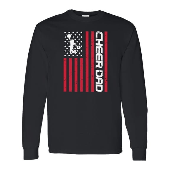 Inktastic Cheer Dad Distressed Red Flag Design Long Sleeve T-Shirt