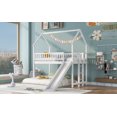 thumbnail image 3 of Twin over Full House Bunk Bed with Slide and Built-in Ladder, Full-Length Guardrail, White, 3 of 13