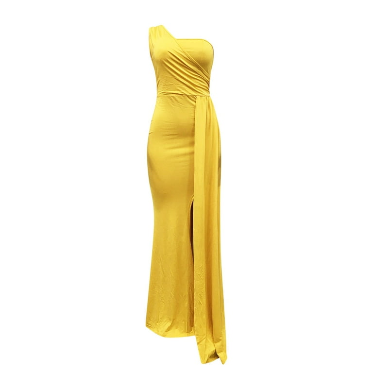 ワンピース DONDUP Woman Dress Yellow Cream DA445IF0041DXXX 004 Yellow Dresses for Women 2024 Women One Shoulder Long Prom