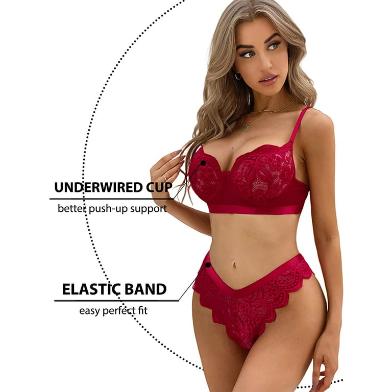 Avidlove Women Lingerie Sexy Sets with Underwire Lace Bra and Panty Set  Push Up Two Piece Lingerie 