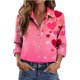 thumbnail image 2 of TaTaai Womens Valentines Day Blouse Long Sleeve Satin Print Button Down Shirt Lapel Collar Silky Loose Fit Spring Wear Gift, 2 of 7