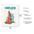 thumbnail image 2 of Chicago Illinois - Water Tower Castle - United Air Lines - Vintage Airline Travel Poster c.1973 - Fine Art Rolled Canvas Print 20in x 26in, 2 of 4