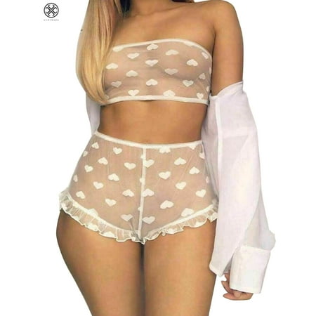 

Luxtrada Women Plus Size Lingerie Lace Babydoll Nightwear Sleepwear 2 Piece Sexy Bra and Panty Sets