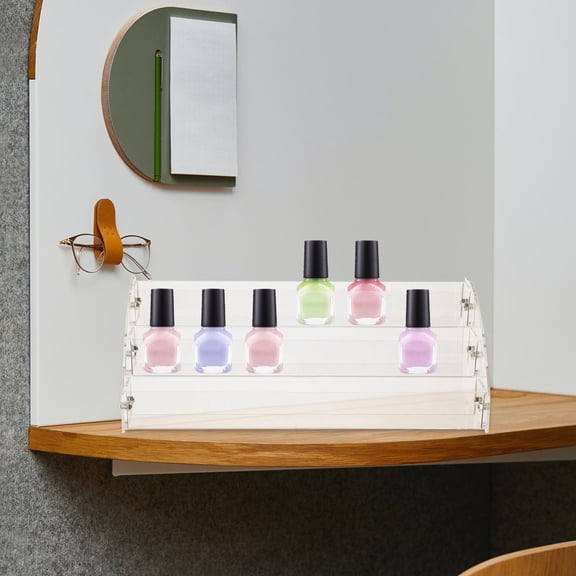 WHAMVOX  2 Pcs Nail Polish Holding Rack Stand Display Transparent Shelf Organizer