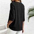 thumbnail image 7 of Lmueinov 3/4 Sleeve Length Tops for Women 100%Cotton Solid Crew Neck Casual Tunic Shirts Lightweight Pullover Blouses for Summer Fall Daily Vacation, 7 of 7