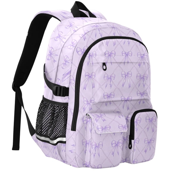 ALAZA Bows Checkered Purple Print Student Backpack School Bookbag Large Laptop Daypack Travel Bag