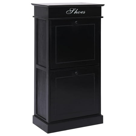 

Fyydes Shoe Cabinet Black 19.7 x11 x38.6 Paulownia Wood Black